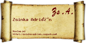 Zsinka Adrián névjegykártya